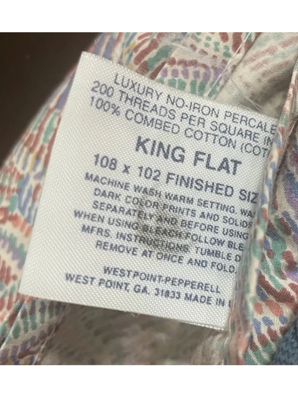 Vintage 1986 Martex Liberty of London King Flat Sheet Standard Pillowcase